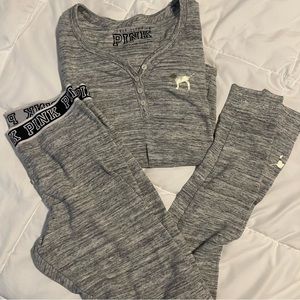 VS PINK grey pajamas set size small